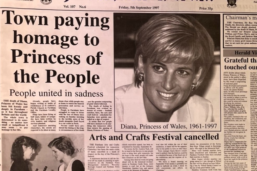 How people in Farnham reacted to the death of Diana Princess of Wales